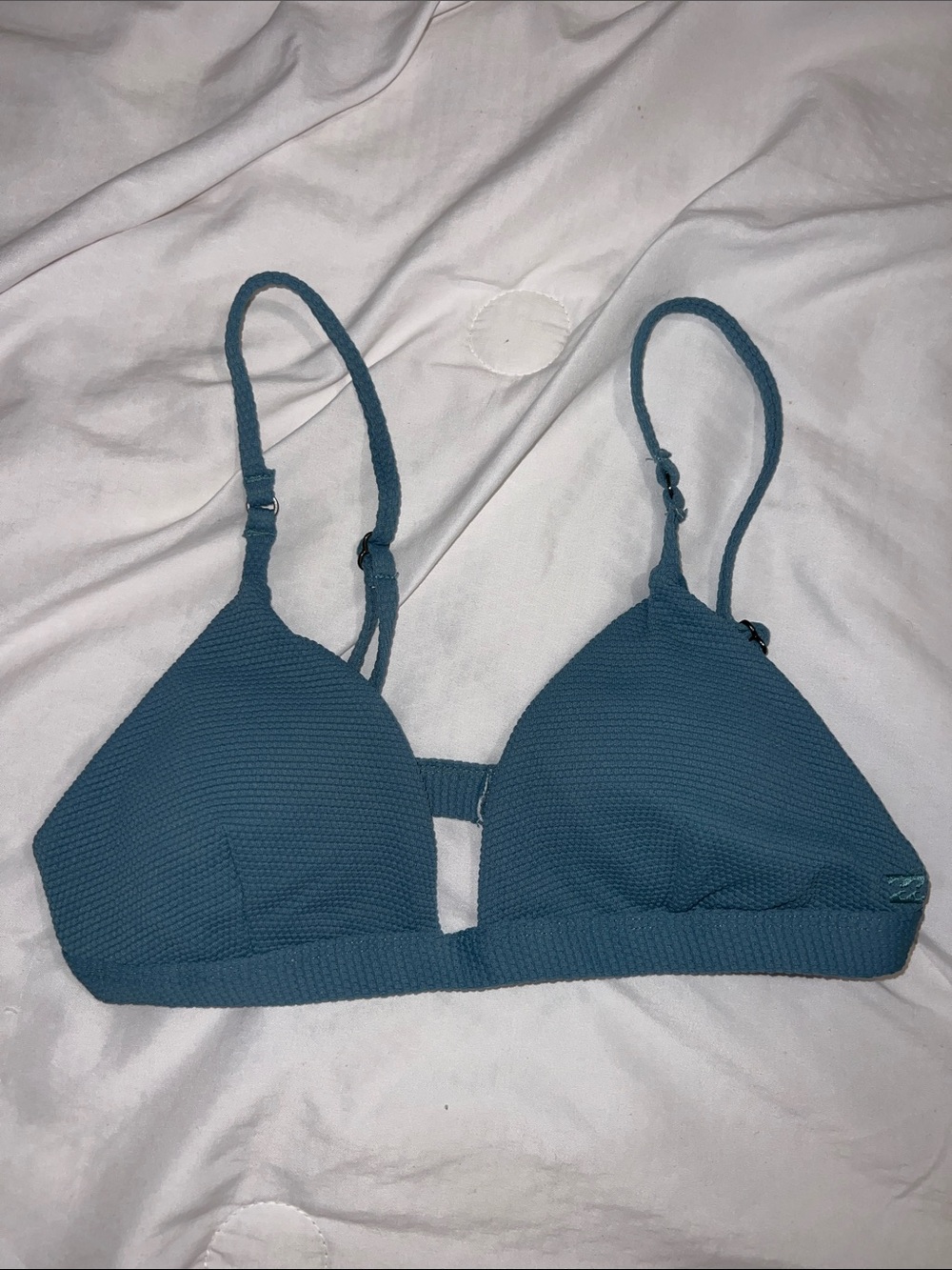 Billabong Textured Triangle Bikini Top - Teal Blue